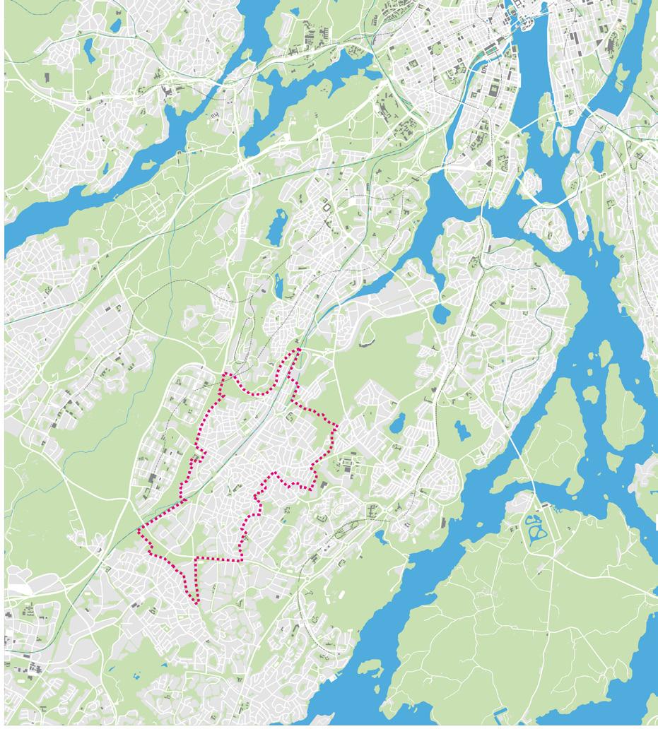 I parkplanen innefattas även Lunda verksamhetsområde med lätt industri och kontor. Spånga stadsdelsområde gränsar mot Järfälla i väster och Sundbyberg i öster.