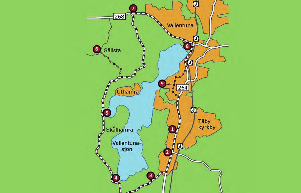 Besöksmålen 1. Jarlabankes bro själva entrén till Runriket och på 1050-talet även inkörsporten till Jarlabankes ägor. 6. Gällsta här har den berömde runristaren Öpir signerat en av de tre runstenarna.
