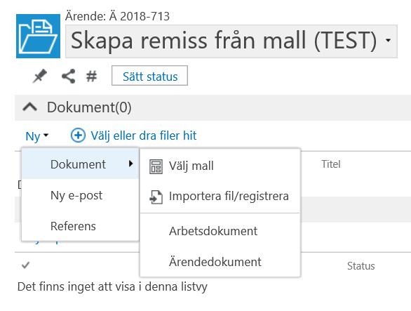 Datum 2018-05-02 Upprättad av Ulrika Kämpe Skapa remissvar, skicka för godkännande, godkänn, diarieför och skicka remissvar Denna manual innehåller en beskrivning av flödet hur man skapar ett