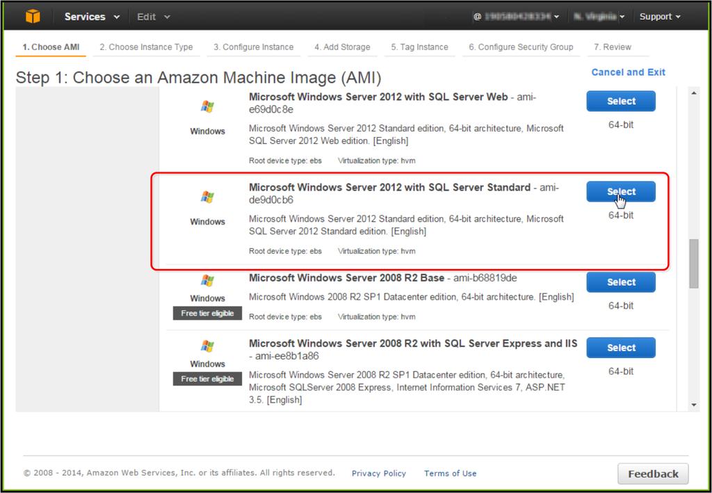 C Installera McAfee epo på en AWS-server Skapa AWS-servern 2 Ange AWS-datacenterregionen till den plats som är närmast de flesta av de klientsystem som du hanterar med McAfee epo.