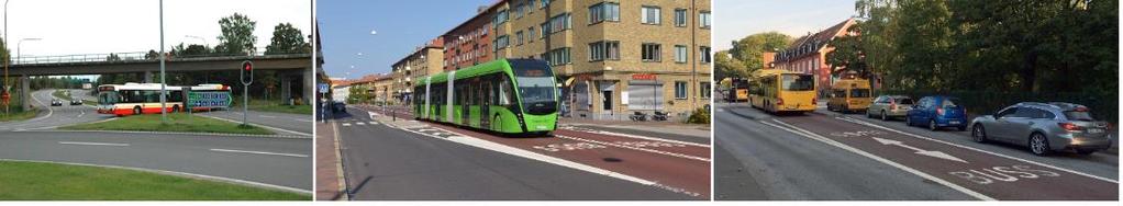 2 i korsningar och reversibla körfält som ger kollektivtrafiken förbättrad framkomlighet i olika riktningar beroende på kösituationen.