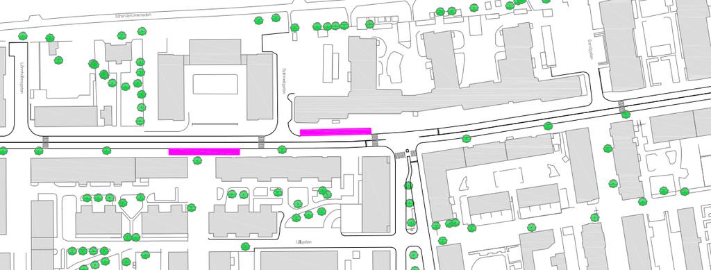 33 Östra storgatan mellan Undergången och Saturnusplan Öster om Undergången föreslås bussen köra i blandtrafik undantaget på sträckan mellan Rosenborgsgatan och Undergången där bussar mot Råslätt får