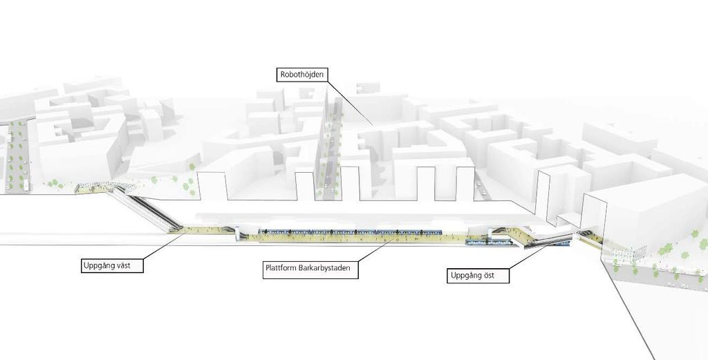 Kring stationen kommer tre stycken schakt att anläggas. Två av schakten är tryckutjämningsschakt och det tredje ett brandgasschakt.