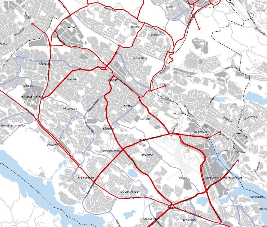 10(54) Gång- och cykeltrafik Hela sträckan är utpekat som pendlingscykelstråk enligt Cykelplan 2012 och har ett flertal korsande stråk bestående av såväl pendlings- som huvudcykelstråk.