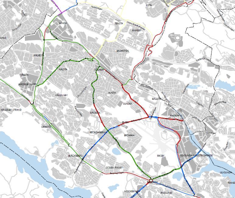 23(54) Figur: Prioritering av åtgärder (på pendlingsstråk) - enligt Cykelplan 2012 Belysningsarbeten kommer genomföras i samband med de cykelåtgärder som planeras samt en del riktade mot just de