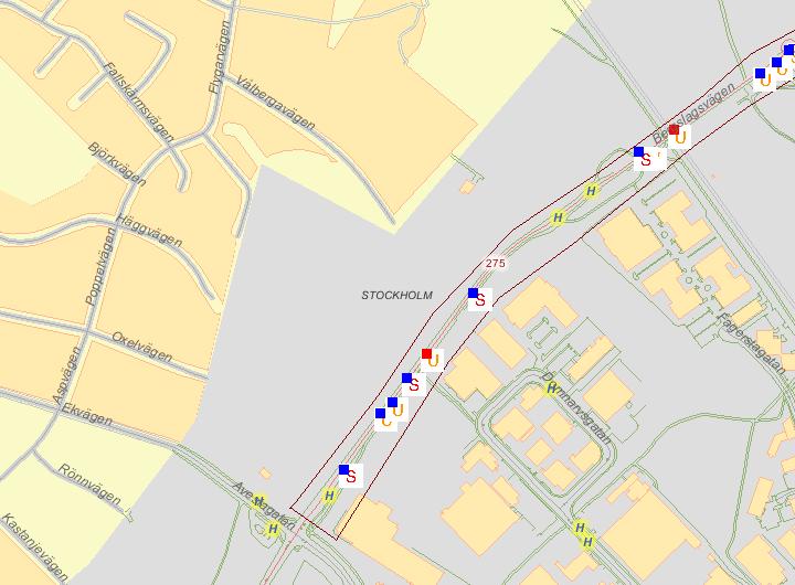 27(54) 6.2.1 Sträckan mellan cirkulationsplats vid E18 och Avestagatan Urval STRADA polis- och sjukhusrapporterade benämnda enligt tabell under 4.
