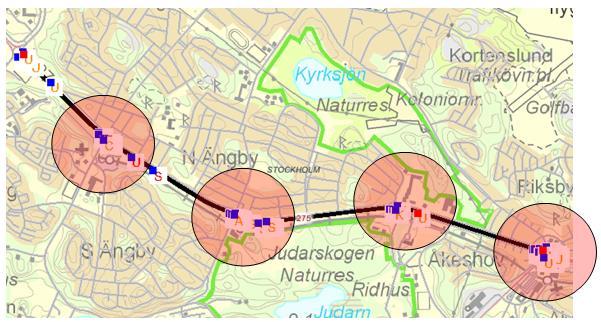 47(54) Delsträcka 3 108 olyckor totalt, varav t ex: - 42 upphinnande - 16 singel - 16 fotgängare/cyklister - 12 cykel/moped (motorfordon) 3A. Islandstorget Varierande olyckstyper 3B.