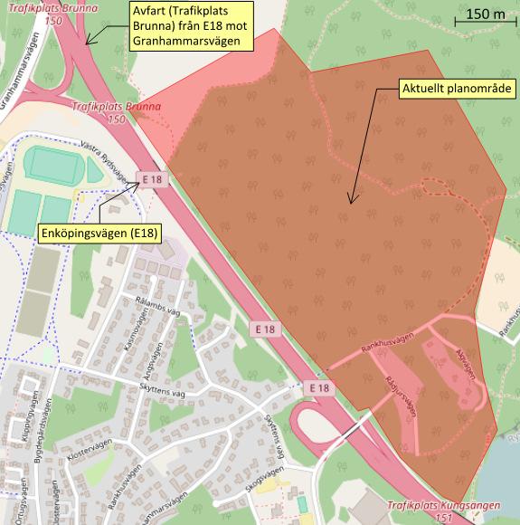 3 PLANOMRÅDETS FÖRUTSÄTTNINGAR TTNINGAR Planområdet är beläget strax nordost om Kungsängen i Upplands-Bro kommun, sydost om Brunna, nordväst om Ryssgraven och nordost om E18, se Figur 3.