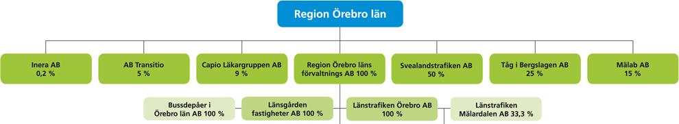 Region Örebro län har, i större eller mindre utsträckning, ett avgörande inflytande som finansiär och ägare för ett antal bolag, stiftelser och föreningar.
