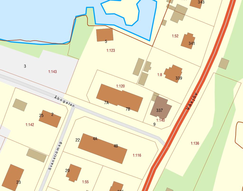 3 (15) Planeringsförutsättningar Plandata Planområdet som omfattar fastigheten Stenbrohult-Kvarnatorp 1:140 ligger centralt i Diö längs i korsningen Växjövägen Åbogatan.