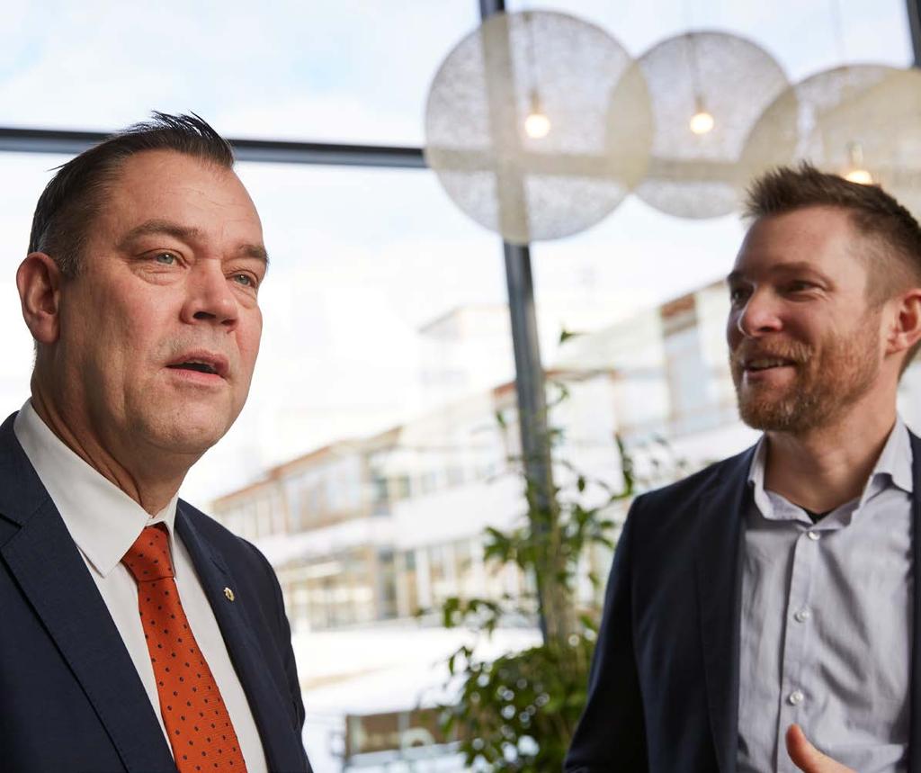 Paul Pettersson, rektor, och Thomas Nolte, professor i datavetenskap, vid Mälardalens högskola lyfter fram samarbete och lag anda som viktiga beståndsdelar för att bygga en framgångsrik miljö.