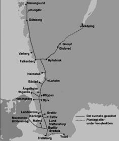 SOU 2010:30 Den svenska naturgasmarknaden utgörs av en naturgasledning eller system av naturgasledningar för högtrycksöverföring av naturgas, från inmatningspunkt till mät och reglerstation