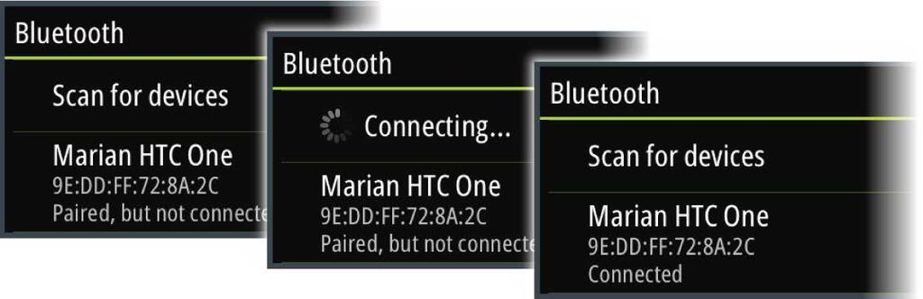 När du ska para ihop SonicHub 2 med en enhet med Bluetooth väljer du ikonen för Bluetooth-enheter på menyn Kontroller.