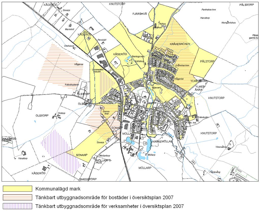 Byggande och planering Markägoförhållanden Idag kan kommunen erbjuda ett 30-tal fastighetsbildade bostadstomter för försäljning på Kråkebacken norr