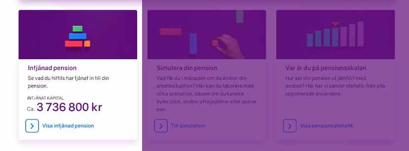 5.3. Intjänad pension Under prognosen ser du tre rutor.