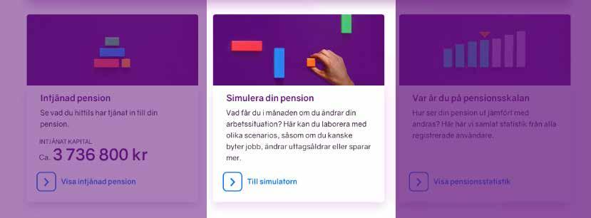 Rutan längst till vänster ger dig mer information om din intjänade pension.