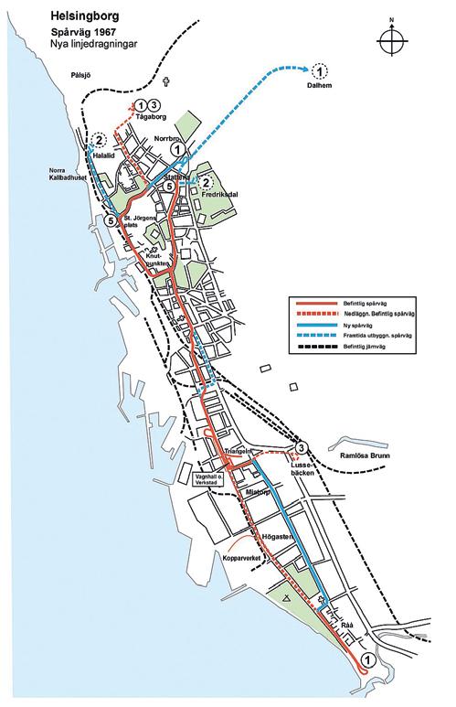 Förslag till spårväg i Hälsingborg fr o m Dagen H 3/9 1967 Jag har genom åren undrat varför bara Norrköping men inte också Hälsingborg valde att behålla sin spårväg.