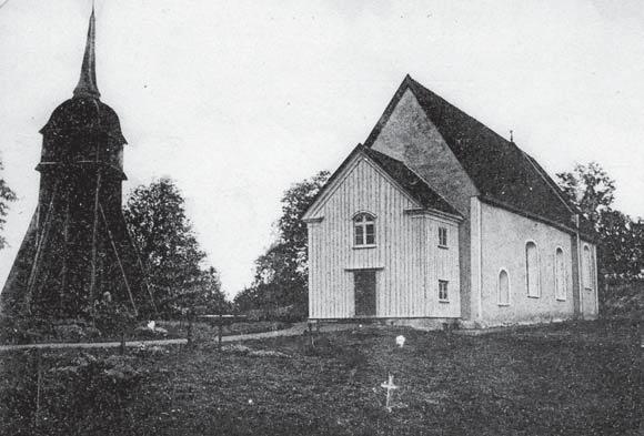 BYGGNADSVÅRDSRAPPORT 2007:51 13 Kyrkogårdens historik Ett äldre fotografi visar en helt annan typ av kyrkogård med mer ängslik karaktär. Okänt datum.