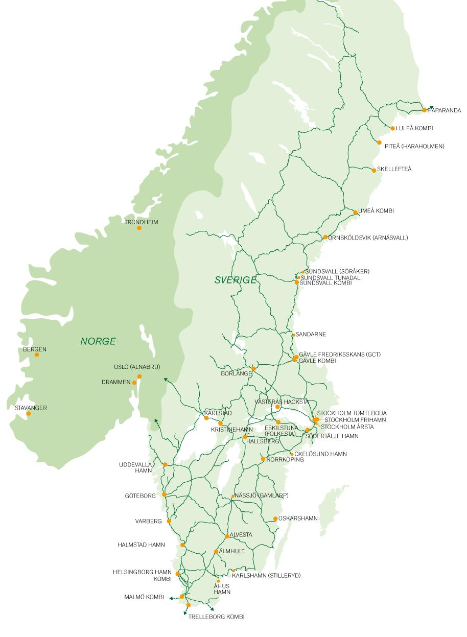 15:45 dag före avgång Mån,ons,fre 07:40 Södertälje Hamn Dag Sista inlämning Dag Första utlämning Mån-tors 15:00 Mån-tors 14:55 Norrköpings Hamn Dag Sista