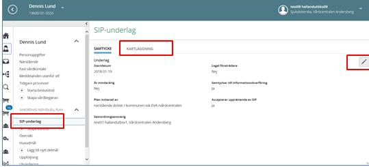 1c. SIP-underlag/Kartläggning Här anges orsaken till inskrivning i hemsjukvården, kortfattad sjukdomshistoria och aktuella omvårdnads- och vårdbehov.