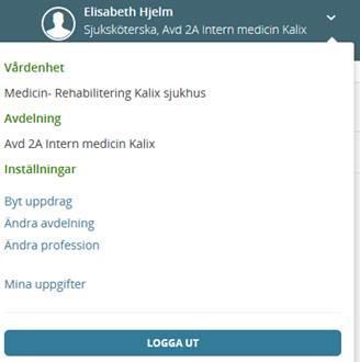 Om du har behörighet till flera avdelningar väljer du Ändra avdelning. Startsidan När du loggat in kommer du till startsidan.