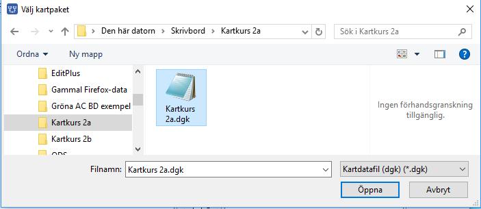 10 Kartfunktionen i Disgen 2016, Studiehandledning Del 2 Import av underlagskartor I kursen använder vi bl. a. några smakprov på ovan nämnda kartor.