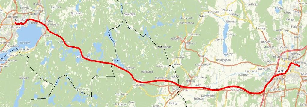 500 500 31/56 L 500 Karlskoga Örebro körs som stomtrafik med en buss varje kvart.