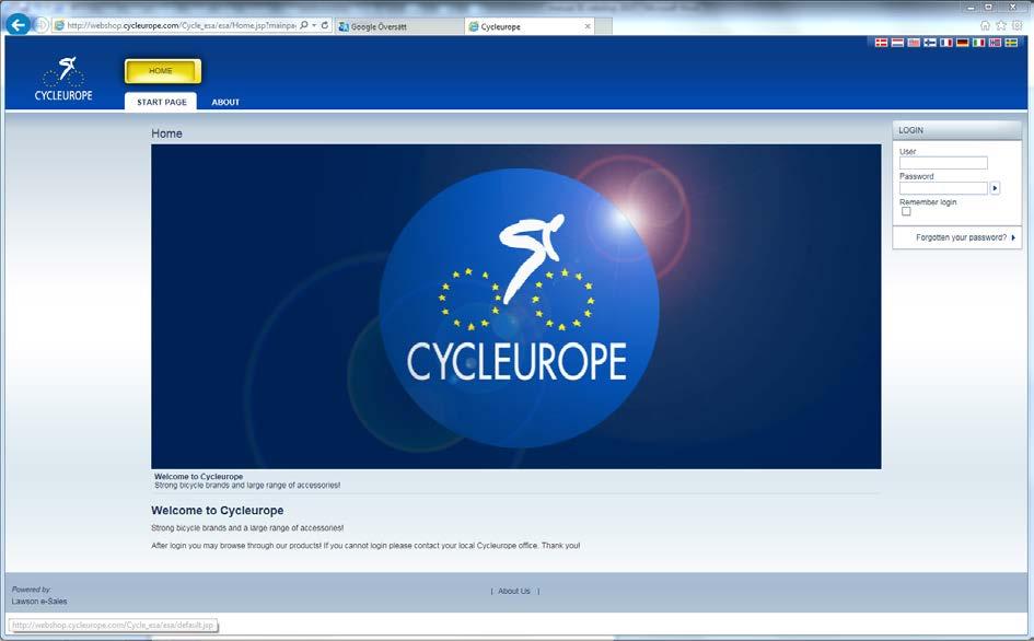 NY WEBSHOP Vi har en ny version av webshop! Det innebär att i framtiden skall du använda följande adress: webshop.cycleurope.