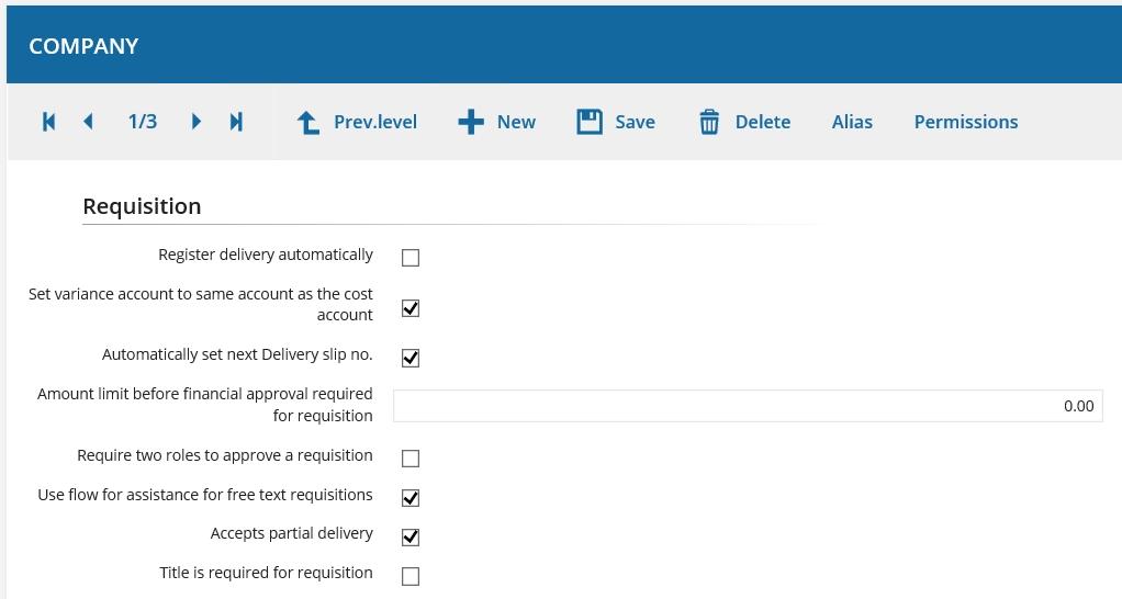 Rekvisition inställningar 4-eyes principle Version 2018-1 Parameter för att kräva attest