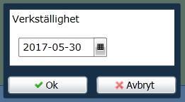9. Ange datum. Du kan inte verkställa före beslutets fr.o.m datum eller framåt i tiden. 10. När du valt datum klickar du på Ok.