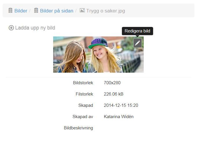 Verktygslisten 2 Redigera bild Du kan göra enklare redigering av en bild direkt i verktyget.