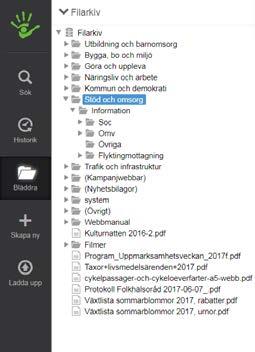 Sidolisten 3 Ladda upp filer till filarkivet För att ladda upp filer till filarkivet klickar du på ikonen Ladda upp.