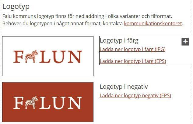 När du för muspekaren över de olika modulerna markeras de med en svart ram. Dessutom får du en dra och släppikon i övre högra hörnet av den aktuella modulen.