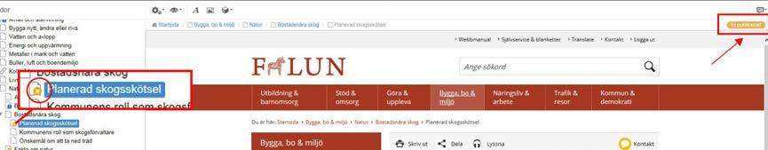 Ikonen är på så sätt nyckeln till viktiga inställningar för till exempel metadata (dettat beroende på vad din roll i webborganisationen är).