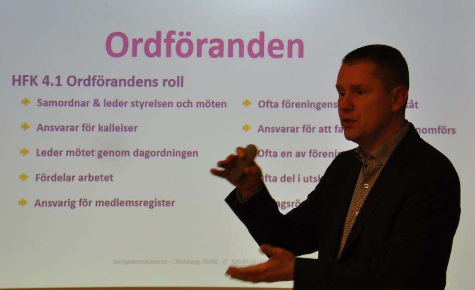 Styrelsens arbete Fullmäktigegruppens arbete Stadgar SDnet De som ansvarade för utbildningen