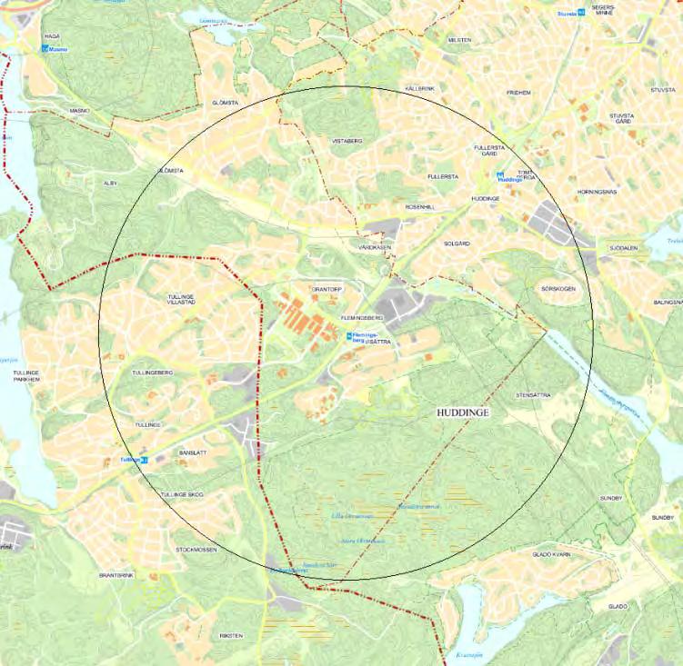 Den regionala stadskärnan Flemingsberg är strategiskt belägen längs med södra stambanan ca 15 km söder om Stockholms mest centrala delar.