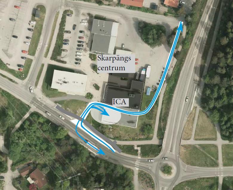 30 TRAFIKUTREDNING SKARPÄNGS CENTRUM döms det inte vara en lämplig lösning att göra en åtgärd som endast gäller för viss trafik, när det finns risk att det inte efterföljs.