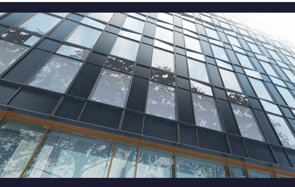 Förslag till klimatneutrala bostäder på Färöarna. Energin produceras via solceller på taken och via de gemensamma lokalernas glasfasader. White arkitekter cera mer el än solceller på svarta tak.