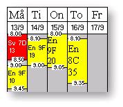 122 Skola24 Schema För att se endast en veckodag: Klicka på respektive knapp. För att se måndag och fredag samtidigt: Klicka på M, håll ned Ctrl-tangenten och klicka på F.