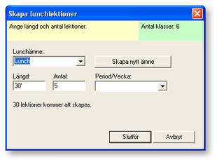 Referensdel - Snabbmenyer 173 Ange längd, till exempel 40 (min) Ange antal lektioner, till exempel 5 (en per dag). Välj eventuellt period.