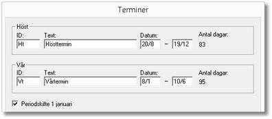 1. 102. Terminer Läsåret kan delas upp i en period för hösten och en för våren.