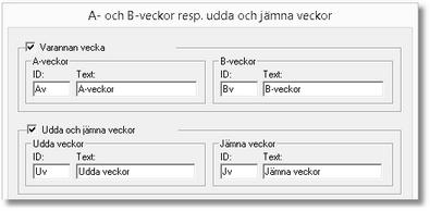 Arbetsgång - Guiden Nytt schema 29 ID skrivs i lektionsrutan och Text skrivs som en förklarande text under schemat. Programmet föreslår Datum så att perioderna blir så jämna som möjligt.