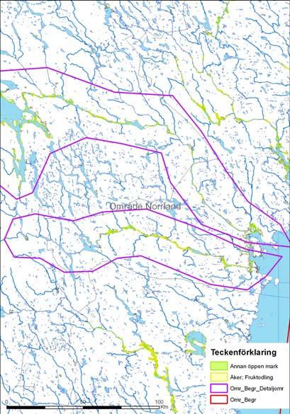 Figur 19. Öppen mark och åker i Område Norrland, västra delen av Indalsälven. Figur 20. Öppen mark och åker i Område Norrland, östra delen av Indalsälven samt Ljungan (nederst).
