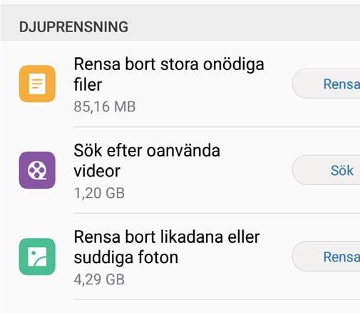 Lagring Konfigurera automatisk rensning och uppdatering Visa