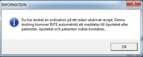 Datum kan anges framåt i tiden om ändringen inte ska gälla förrän senare. Menyval FaR Används till att skriva recept för fysisk aktivitet.