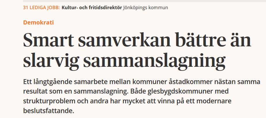 Utvecklad interkommunal samverkan?