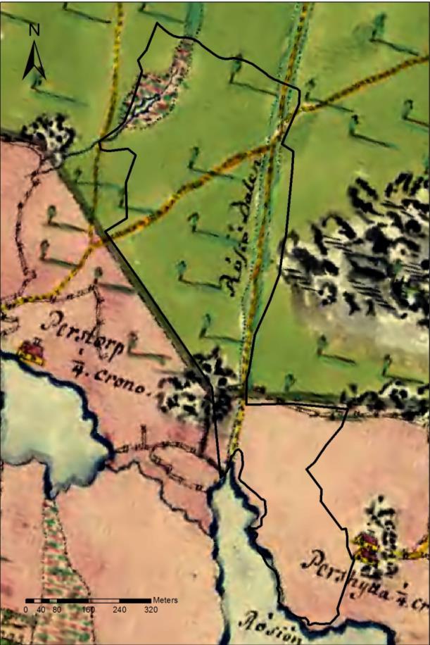 Kulturhistoriska bevarandevärden I västra delen av naturreservatet där det är som smalast, strax bredvid ett bevarat gränsröse, finns några gamla torpgrunder.