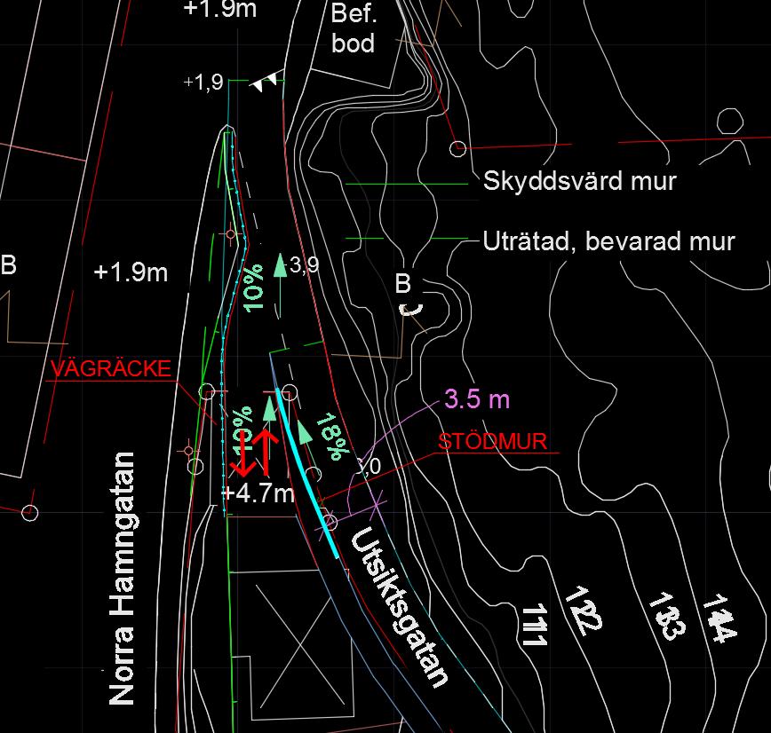 3 Trafikförslag Figur 6 Skiss över möjlig utformning av utfarten från Badis samt korsningen med Norra Hamngatan/Dinglevägen.