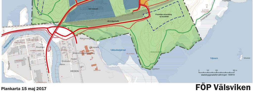 Observera att byggnader en bit från vägen kommer skärmas av de byggnader som ligger närmare vägen. Bostadsområde Ekvivalentnivå från väg och järnväg 1 60 dba överskrids vid byggnader närmast E18.