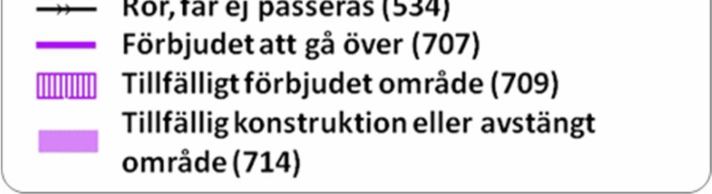 Beskrivning av tävlingskartan Förbjudna områden och icke passerbara objekt.
